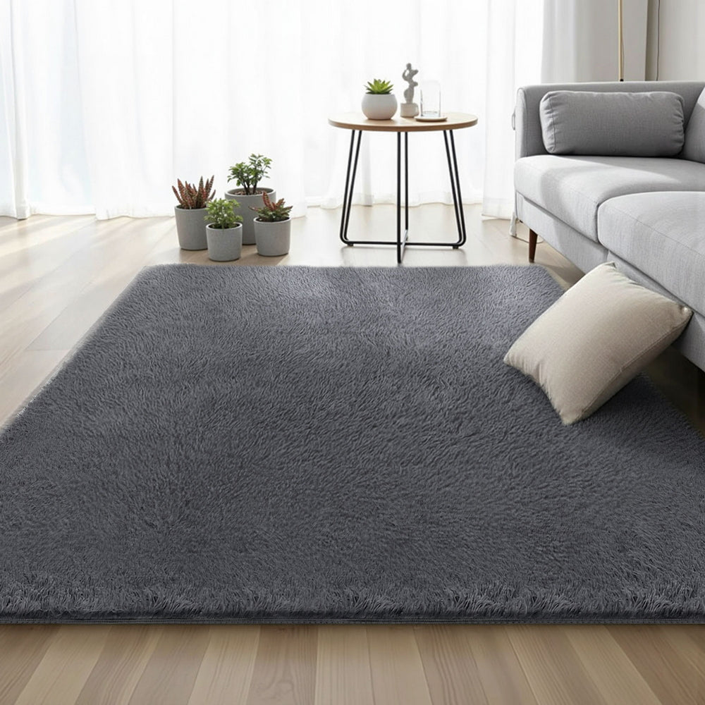 Lumir 160x230cm Floor Rug  Plush Area Shaggy Rug Living Room Bedroom Carpet - Grey