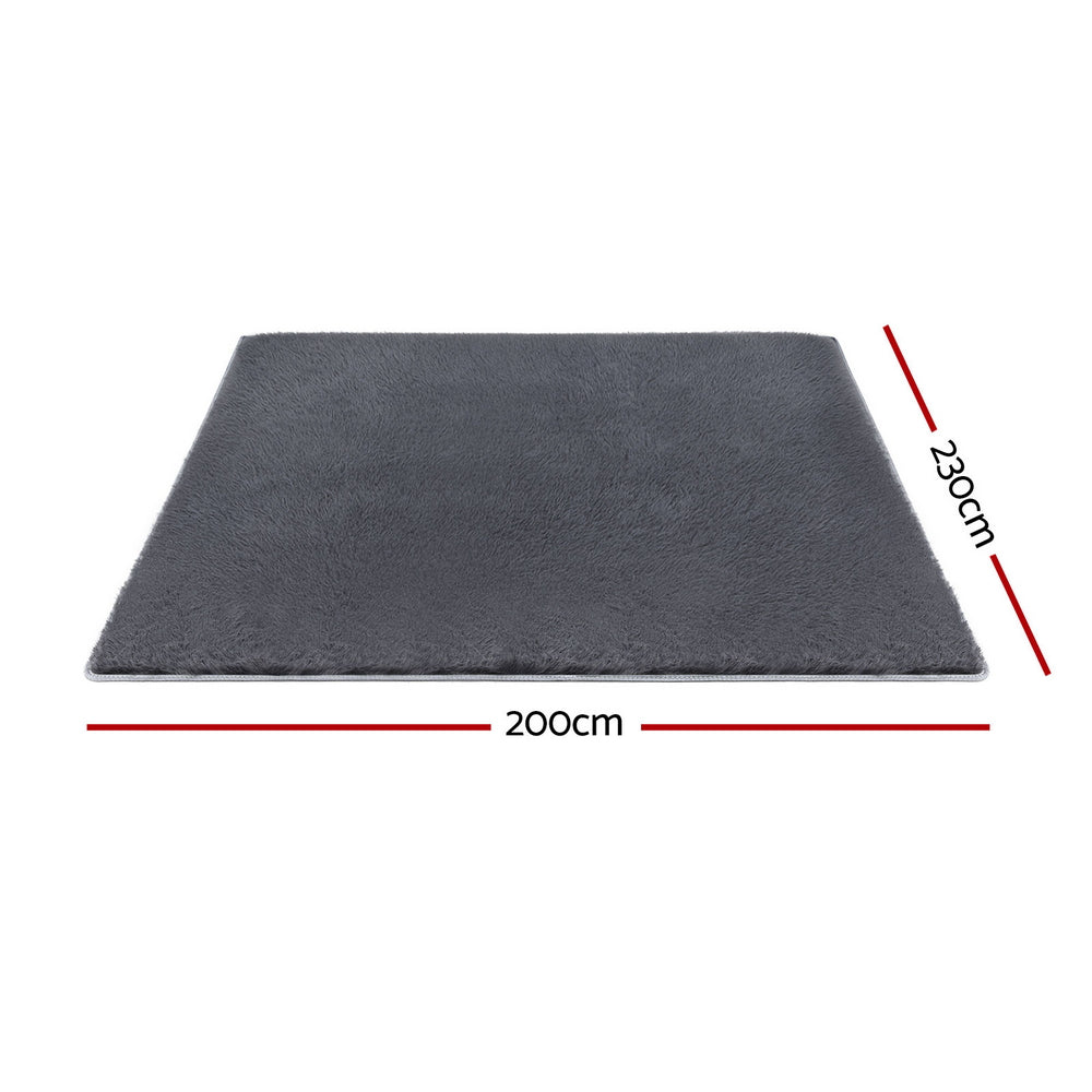 Lumir 200x230cm Floor Rug  Plush Area Shaggy Rug Living Room Bedroom Carpet - Grey