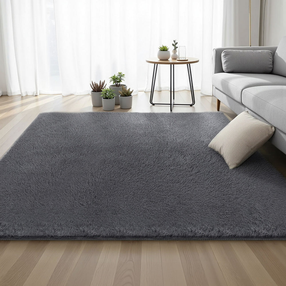 Lumir 200x230cm Floor Rug  Plush Area Shaggy Rug Living Room Bedroom Carpet - Grey