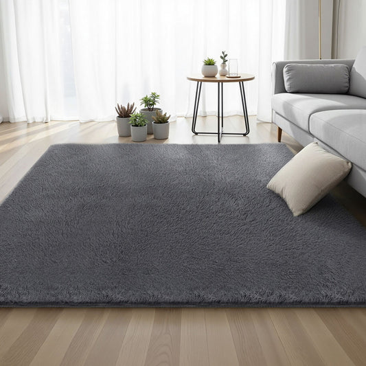 Lumir 200x230cm Floor Rug  Plush Area Shaggy Rug Living Room Bedroom Carpet - Grey