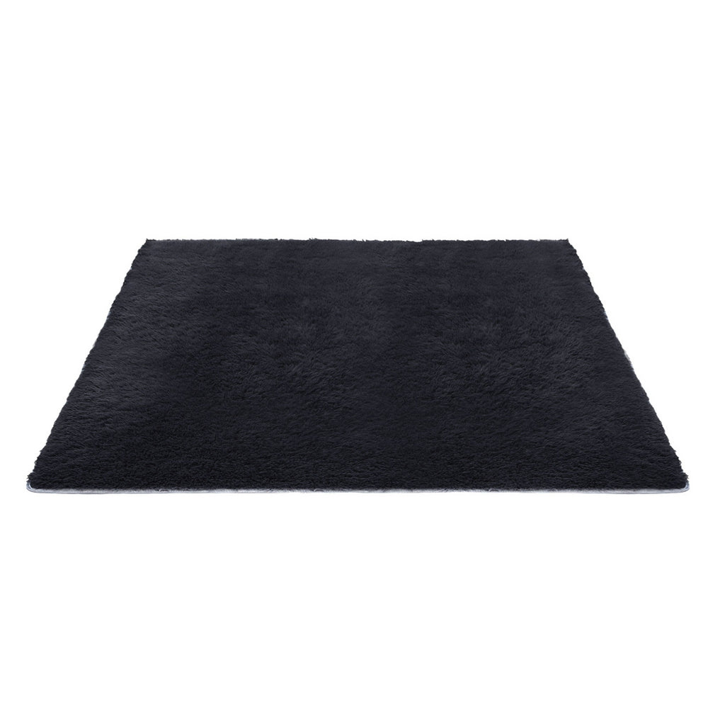 Lumir 200x290cm Lumir 200x290cm Floor Rug Plush Area Shaggy Rug Living Room Bedroom Carpet Black Black