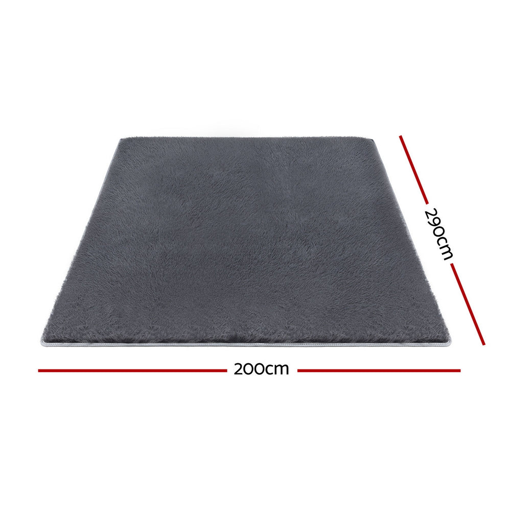 Lumir 200x290cm Floor Rug  Plush Area Shaggy Rug Living Room Bedroom Carpet - Grey