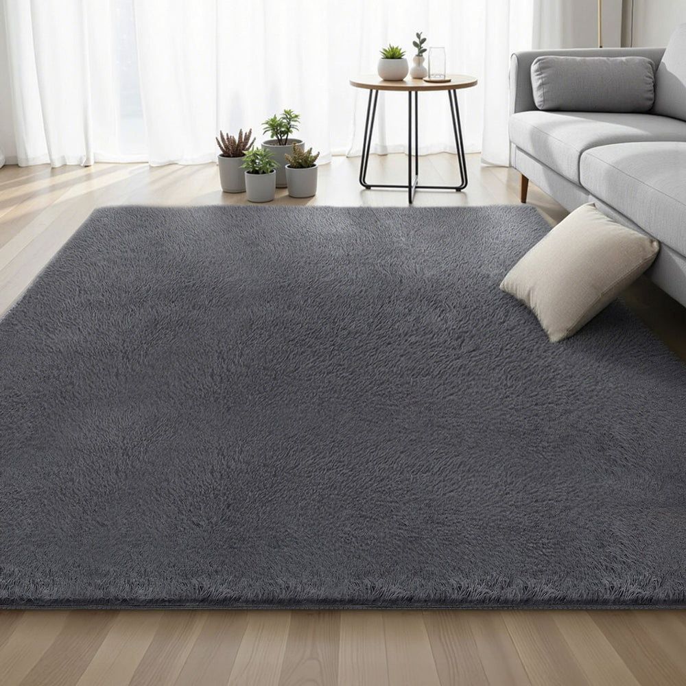 Lumir 200x290cm Floor Rug  Plush Area Shaggy Rug Living Room Bedroom Carpet - Grey