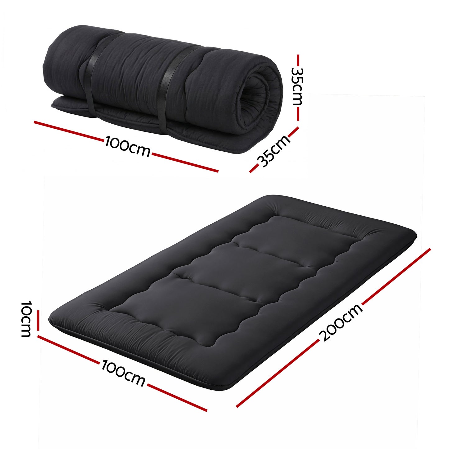 Wulfric 10cm Japanese Floor Mattress Foldable Futon Mattress Washable Cover Straps