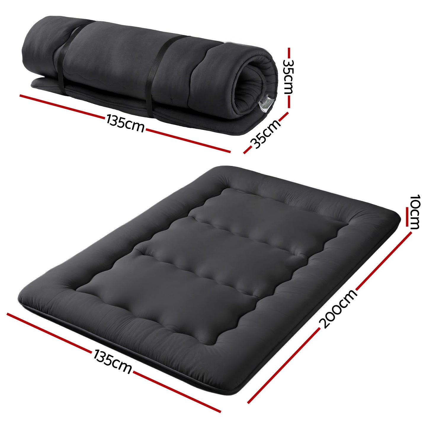 Oisin 10cm Japanese Floor Mattress Foldable Futon Mattress Washable Cover Straps