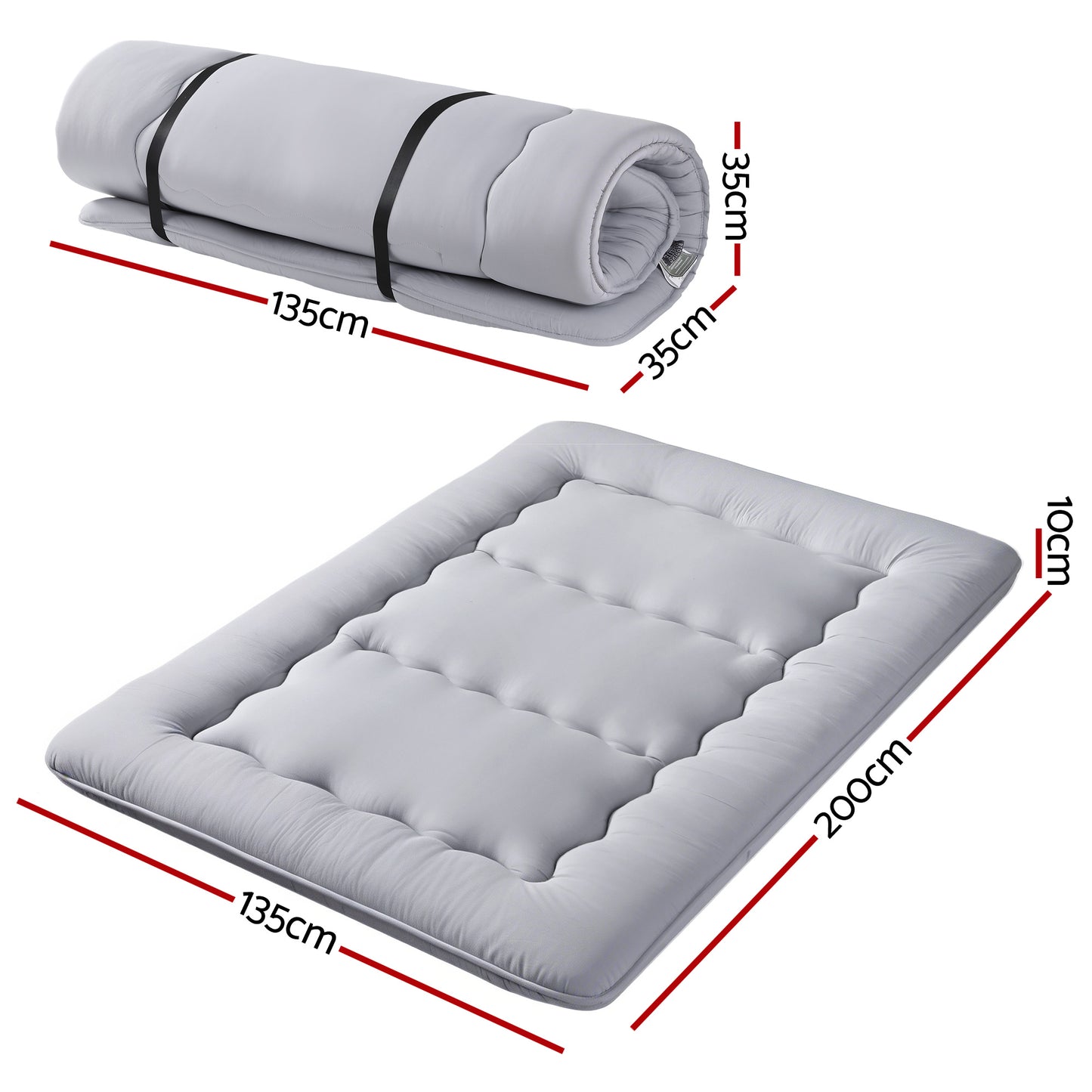 Oisin 10cm Japanese Floor Mattress Foldable Futon Mattress Washable Cover Straps