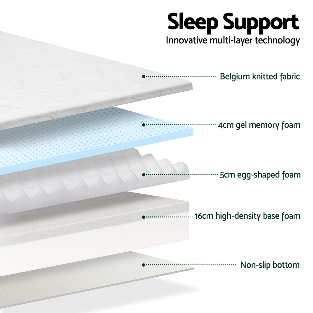 Akira 25cm Memory Foam Mattress Cool Gel Non Spring Comfort - Single