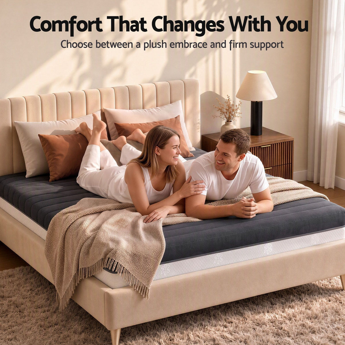 Reverie 18cm Memory Foam Mattress Dual Feel Reversible Charcoal Foam - King