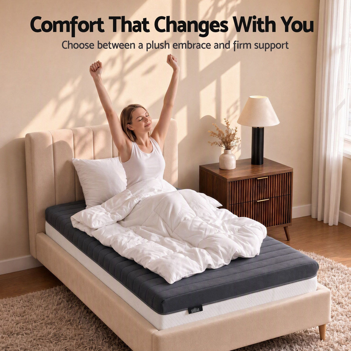 Reverie 18cm Memory Foam Mattress Dual Feel Reversible Charcoal Foam - Single