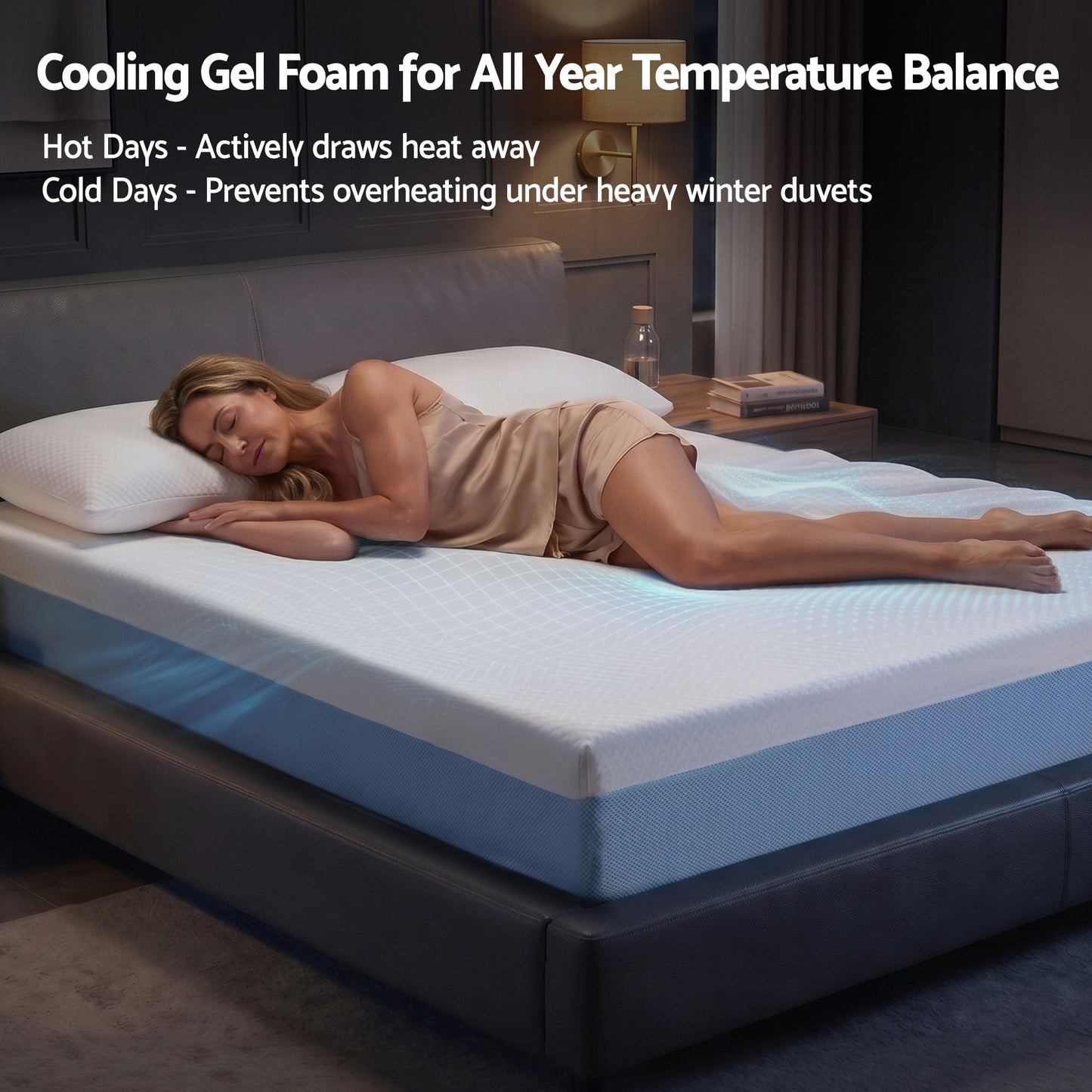 Ortona 22cm Cooling Gel Memory Foam Mattress Medium Firm - Double