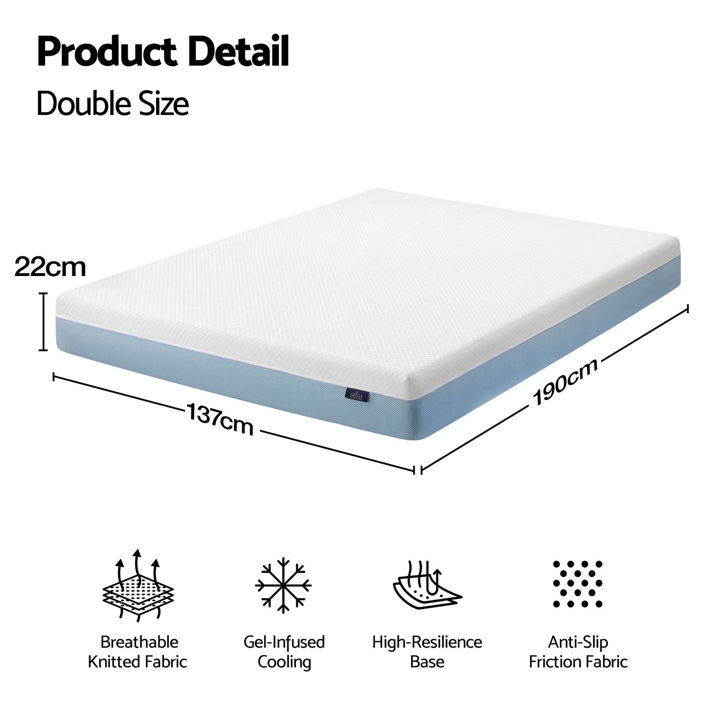 Ortona 22cm Cooling Gel Memory Foam Mattress Medium Firm - Double