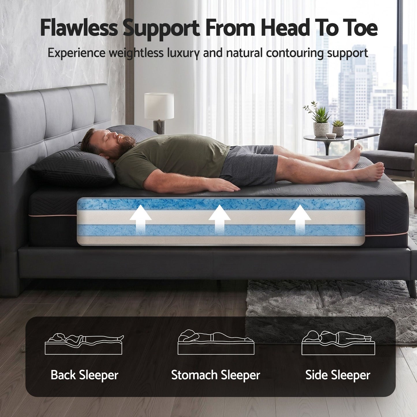 Zarina 30cm Cooling Memory Foam Mattress Medium Firm with Gel Comfort - Double