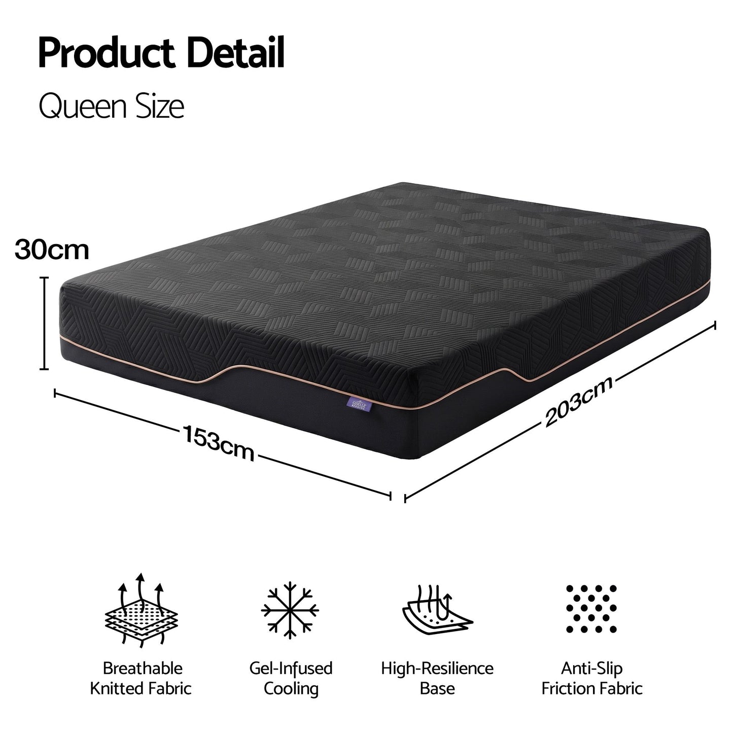 Zarina 30cm Cooling Memory Foam Mattress Medium Firm with Gel Comfort - Queen