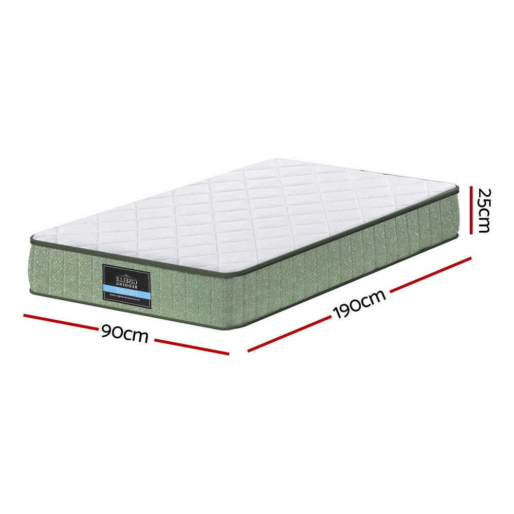 Thoren 25cm Memory Foam Mattress Dual Layer Zipper Cover Cool Charcoal Foam Mattresses - Single