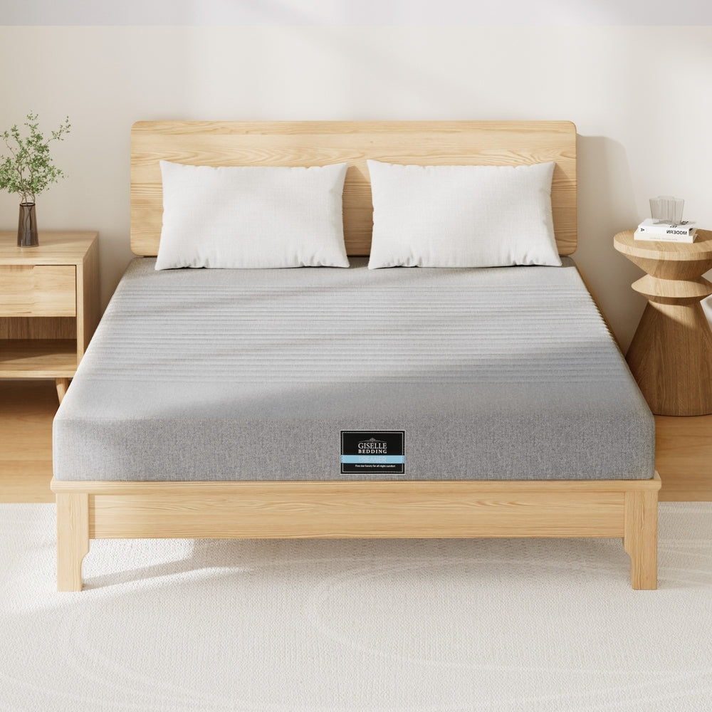 Nyra 15cm Cool Gel Memory Foam Mattress Charcoal 7-Zone Washable Bamboo Cover - Double