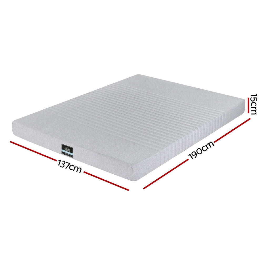 Nyra 15cm Cool Gel Memory Foam Mattress Charcoal 7-Zone Washable Bamboo Cover - Double