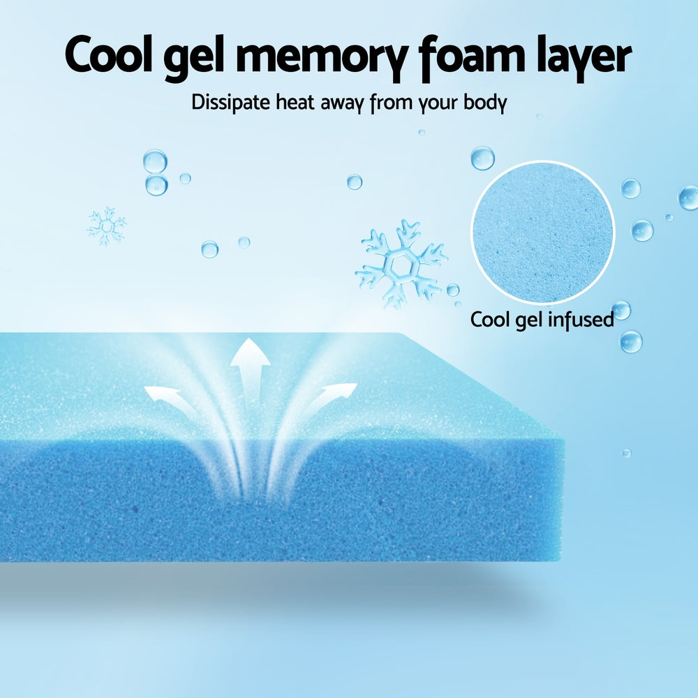 Nyra 15cm Cool Gel Memory Foam Mattress Charcoal 7-Zone Washable Bamboo Cover - Double