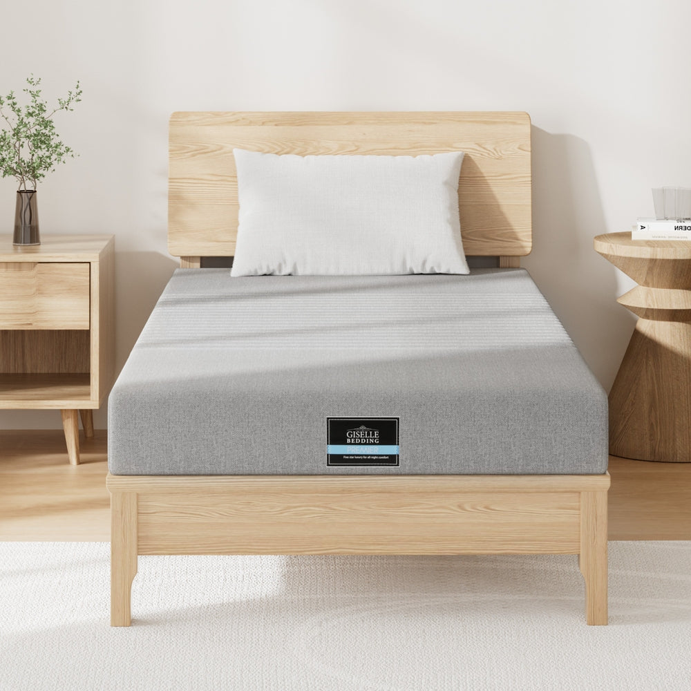 Nyra 15cm Cool Gel Memory Foam Mattress Charcoal 7-Zone Washable Bamboo Cover - Single