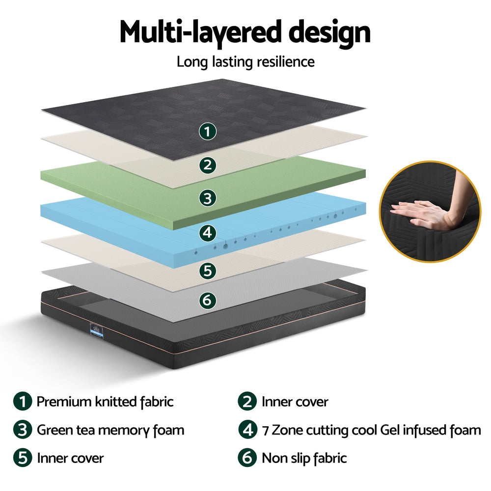 Kaelis 18cm Memory Foam Mattress Green Tea Foam Cool Gel Foam Mattresses - King