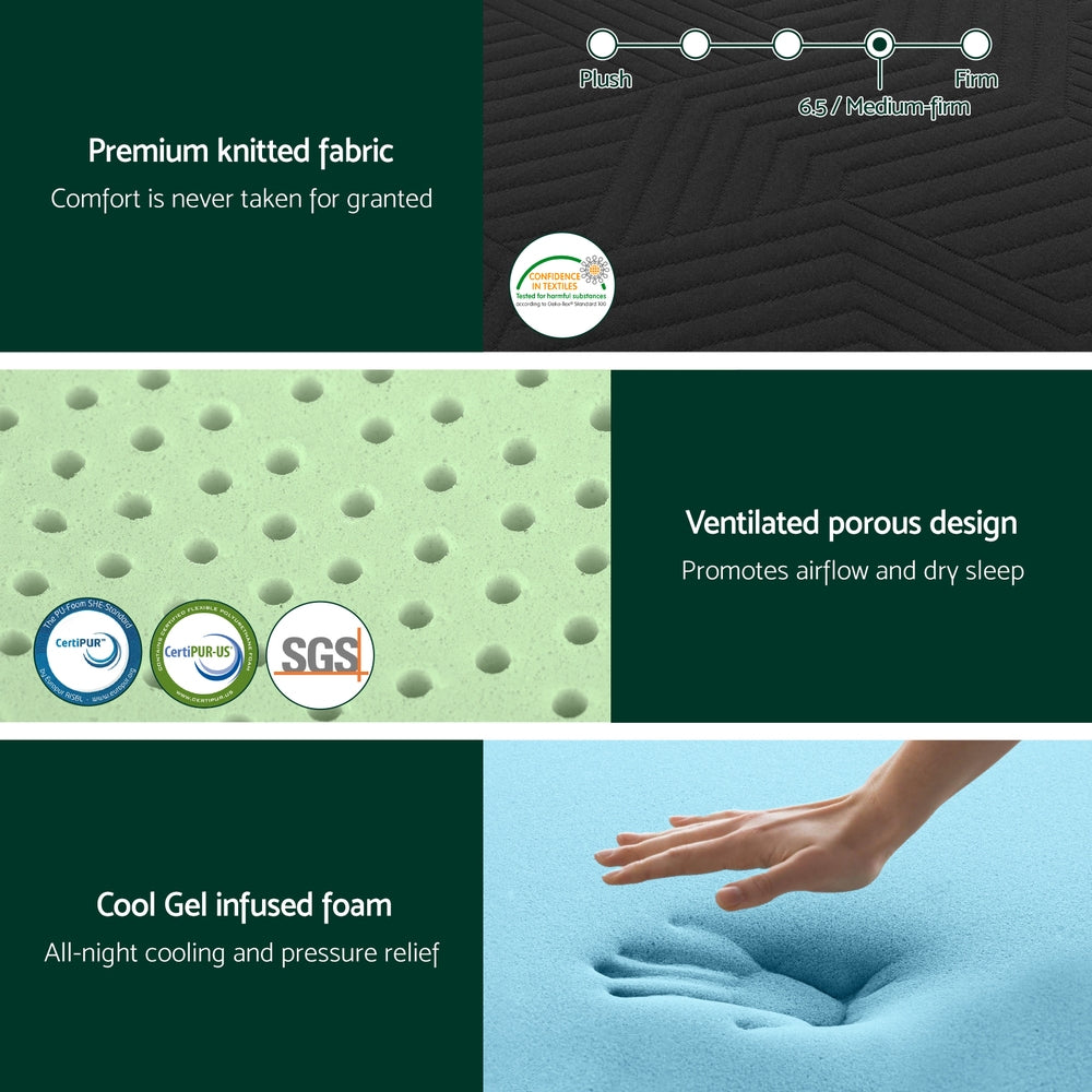 Kaelis 18cm Memory Foam Mattress Green Tea Foam Cool Gel Foam Mattresses - King Single