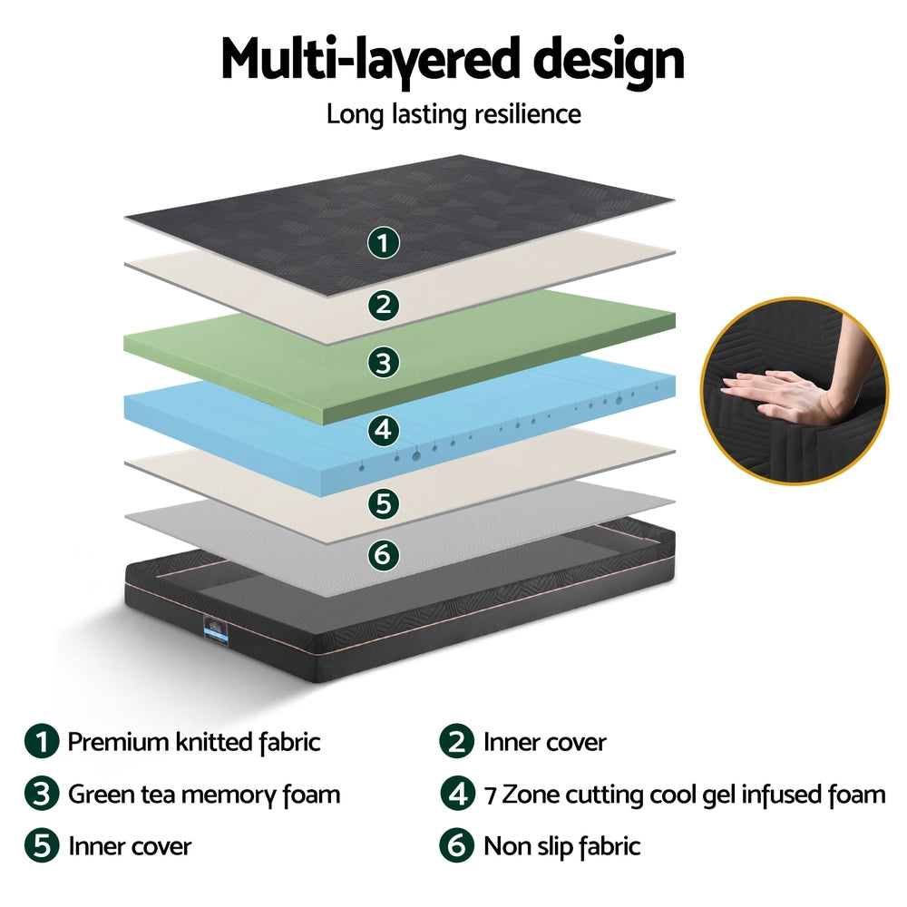 Kaelis 18cm  Memory Foam Mattress Green Tea Foam Cool Gel Foam Mattresses - Single