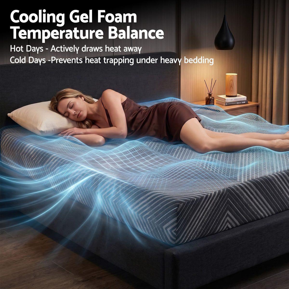 Elsie 25cm Memory Foam Mattress Gel Infused Foam Removable Cover - King Single