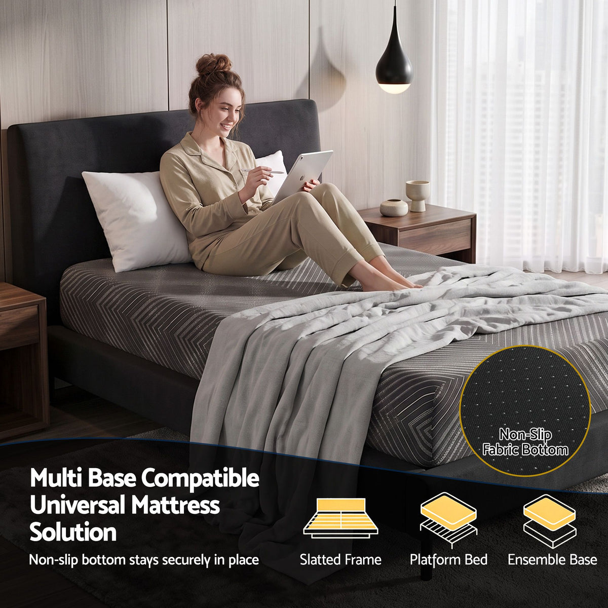 Elsie 25cm Memory Foam Mattress Gel Infused Foam Removable Cover - King Single