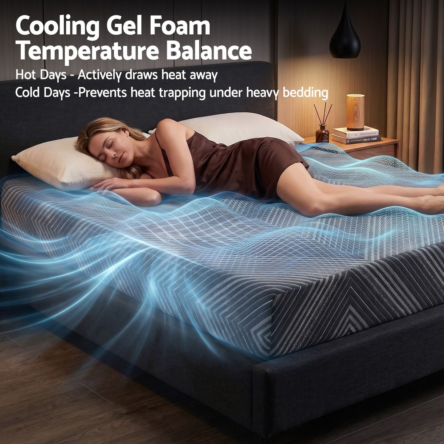 Elsie 25cm Memory Foam Mattress Gel Infused Foam Removable Cover - Queen