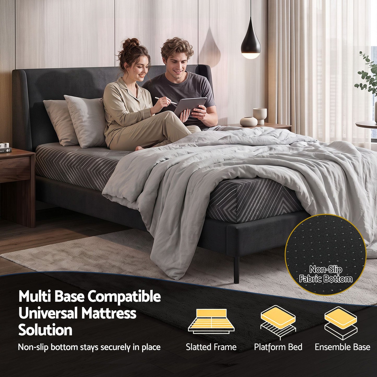 Elsie 25cm Memory Foam Mattress Gel Infused Foam Removable Cover - Queen