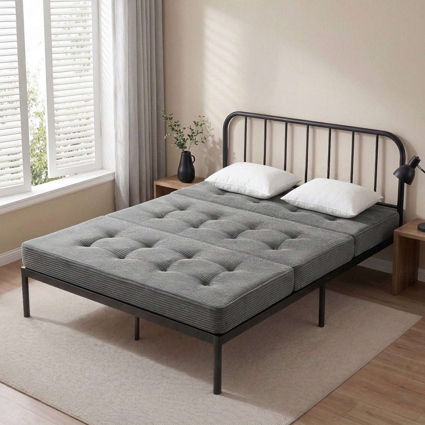 Varek Double Folding Mattress 15cm Foldable Foam Portable Guest Sofa Bed Camping Mat - Double