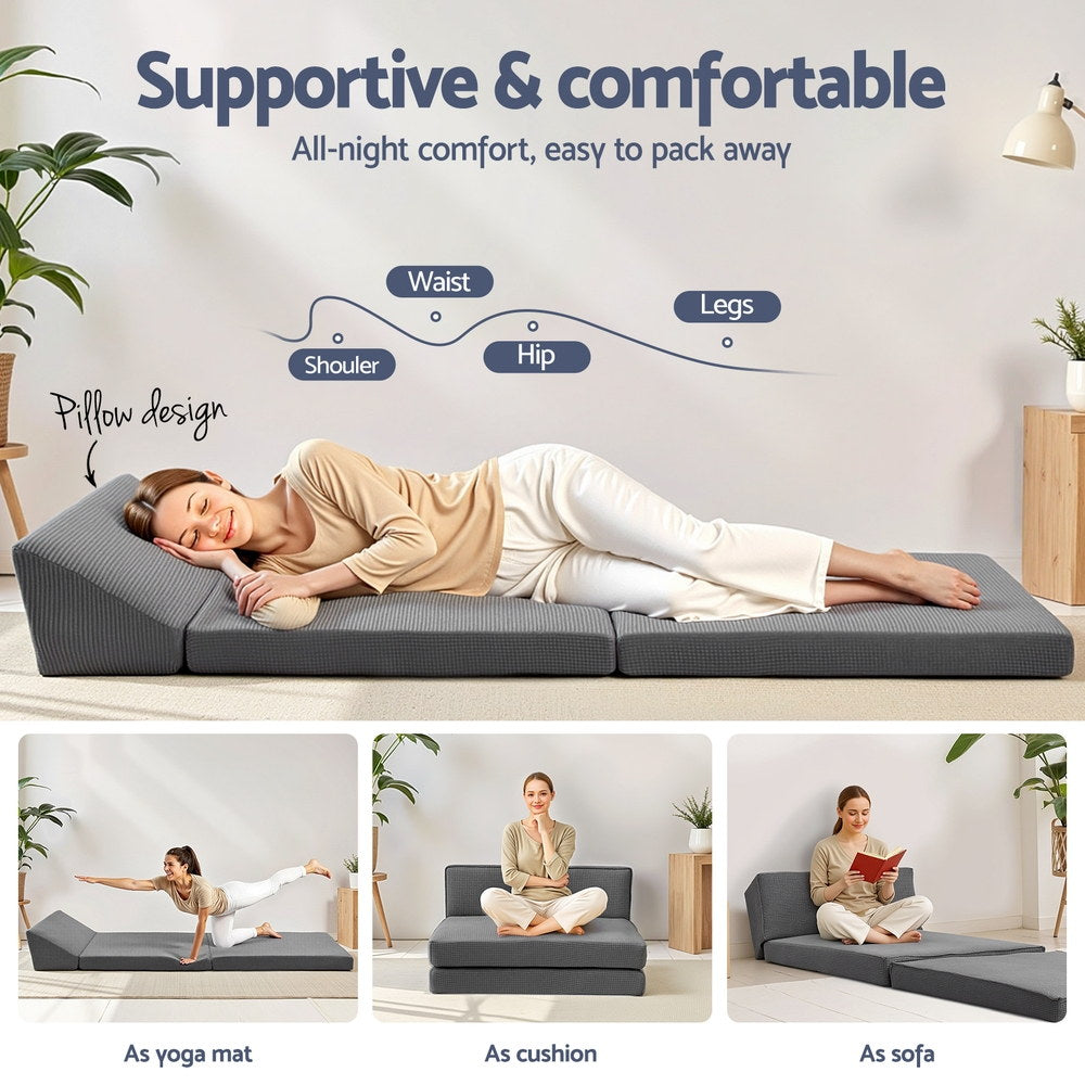Amabel Foldable Mattress Folding Sofa Bed Trifold Sleeping Camping Cushion Mat