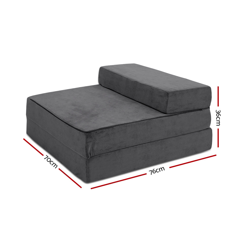 Penelope 12cm Folding Foam Portable Mattress Grey - Single