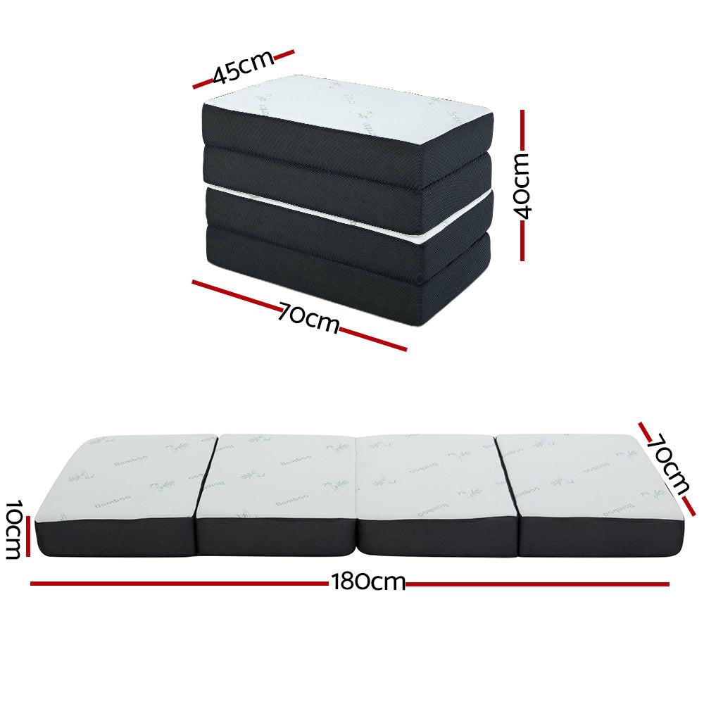 Andrew 10cm Portable Mattress Folding Foldable Foam Floor Bed Tri Fold 180cm - Single