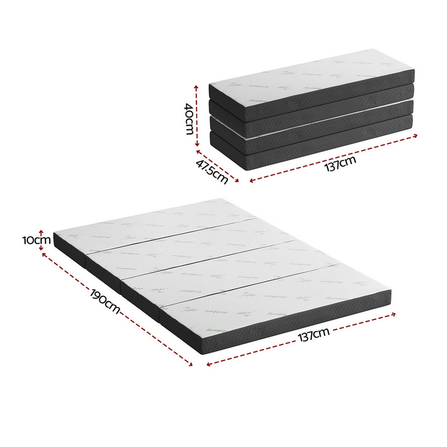 Elaria Foldable Mattress Folding Foam Mattresses Bamboo Double - Double