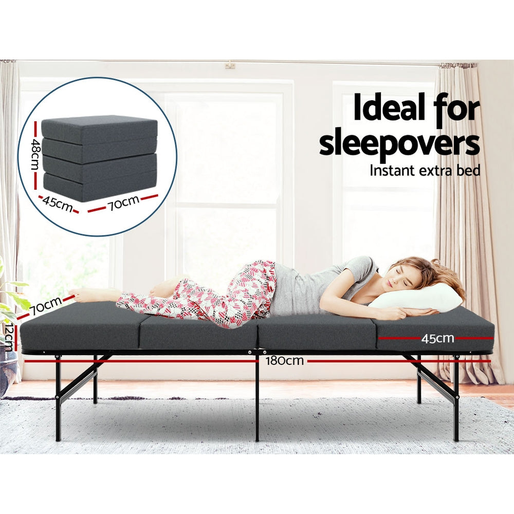 Andrew 12cm Folding Mattress Camping Foldable Portable Mattress Floor Bed - Single