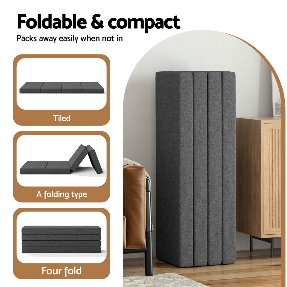 Andrew 12cm Folding Mattress Camping Foldable Portable Mattress Floor Bed - Queen