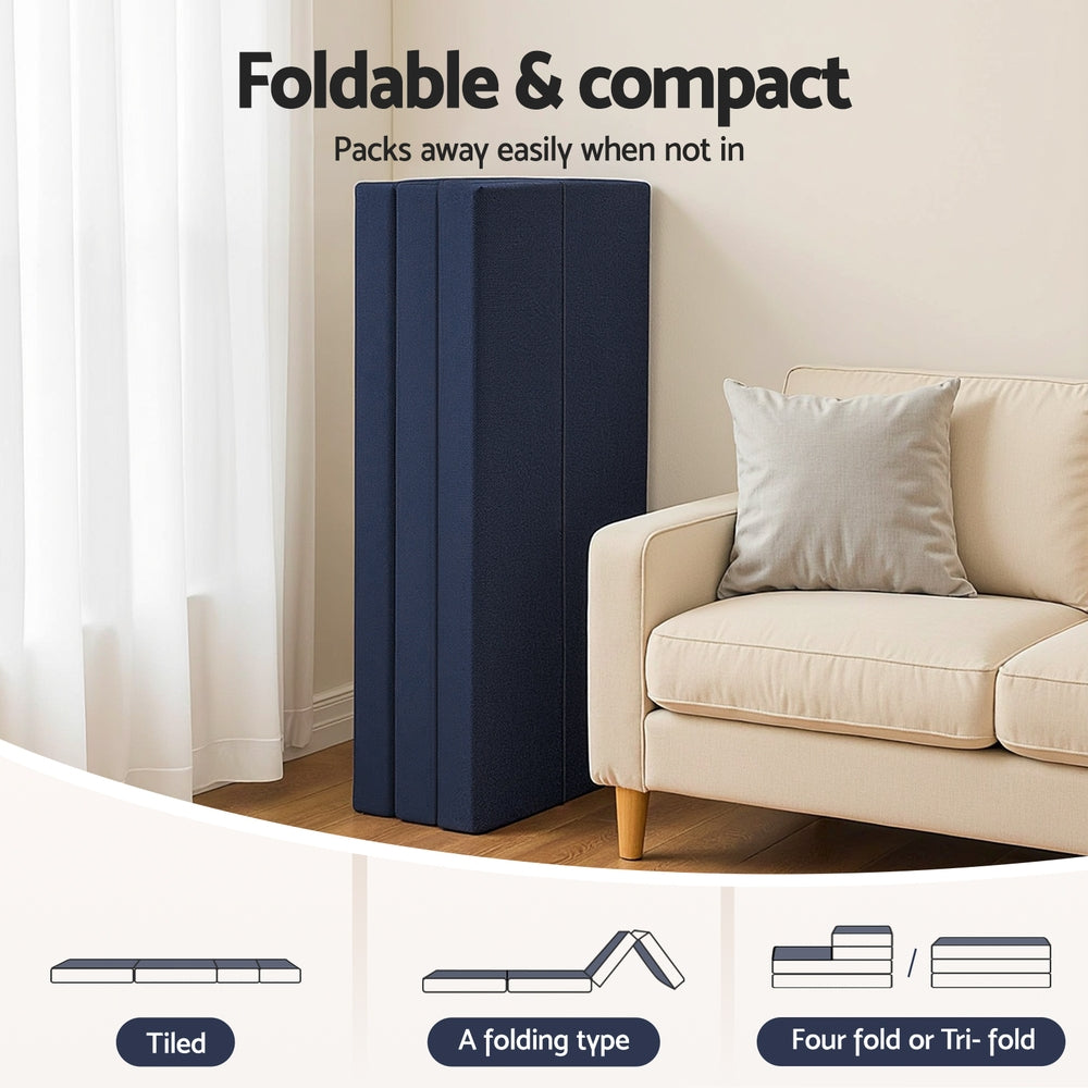 Elaria Foldable Mattress Folding Foam Mattresses Portable Floor Mat Blue Double - Double
