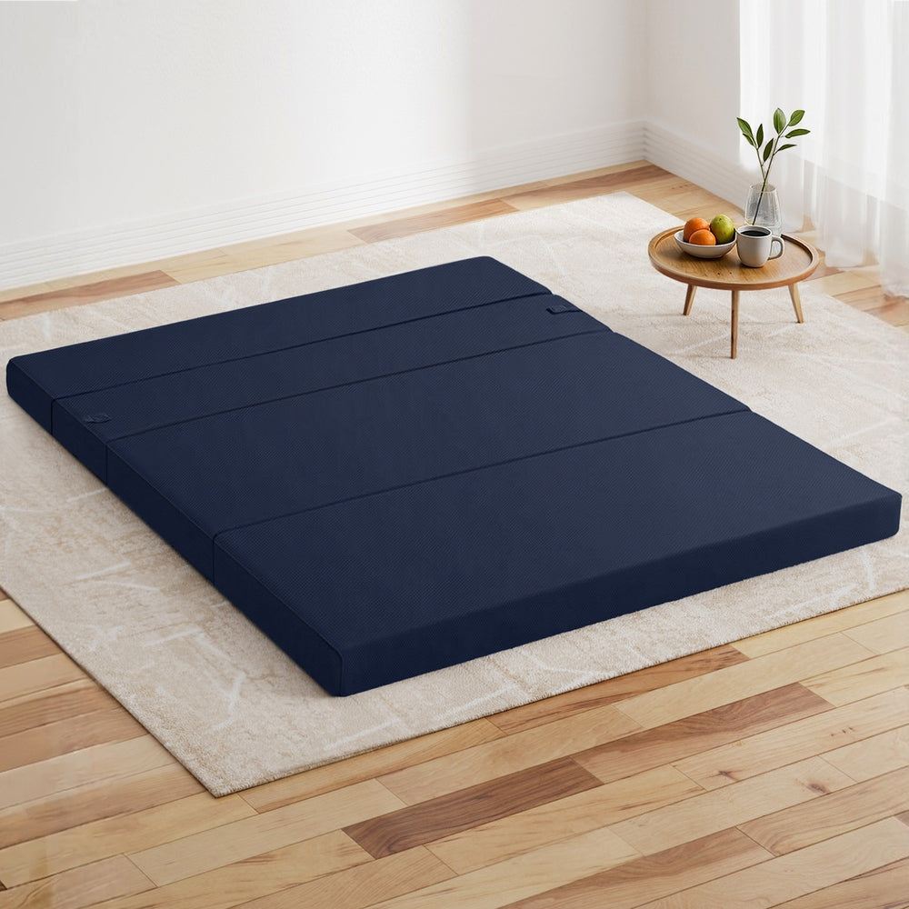 Elaria Foldable Mattress Folding Foam Mattresses Portable Floor Mat Blue Double - Double
