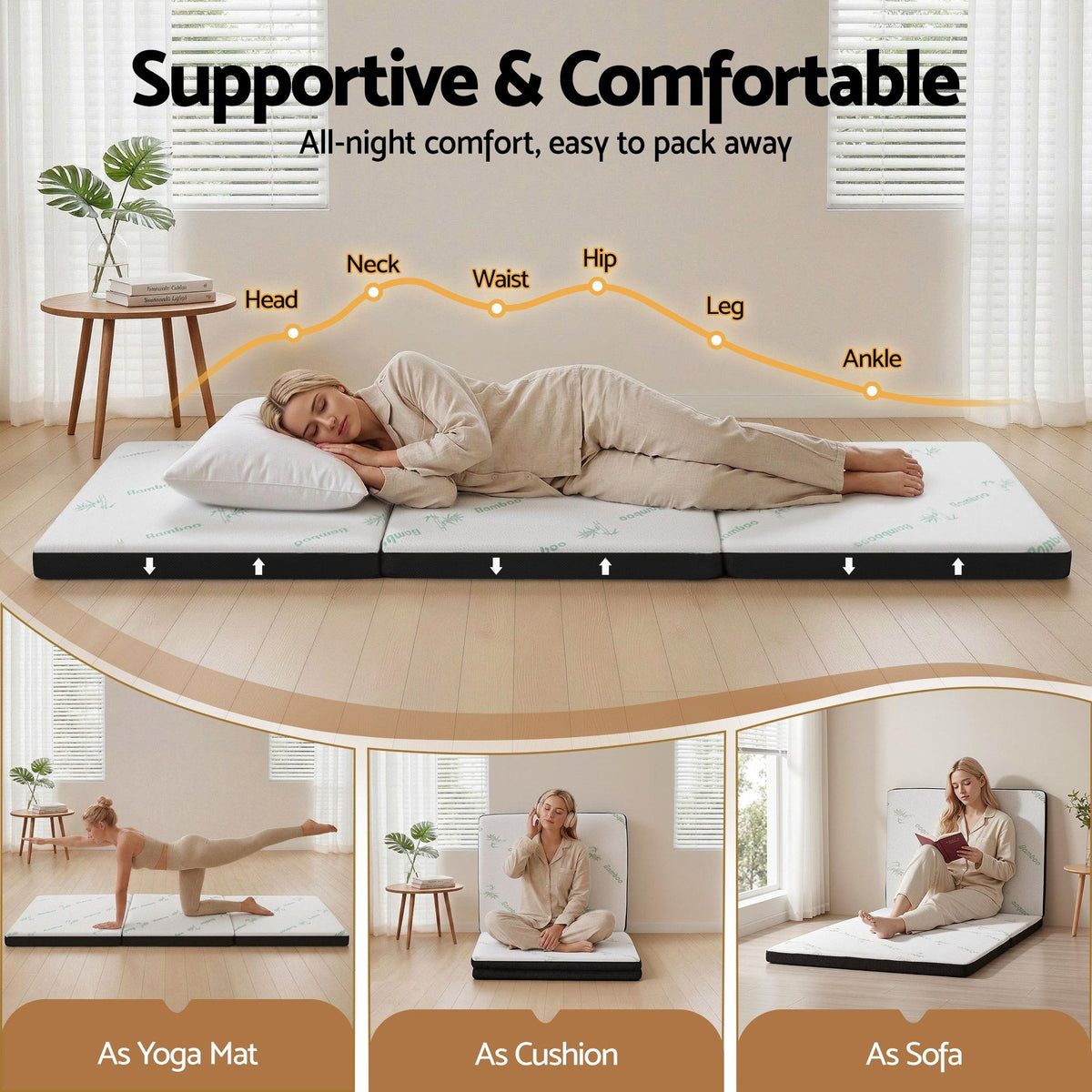 Jessalyn Foldable Mattress Folding Foam Mattresses Bamboo - Single
