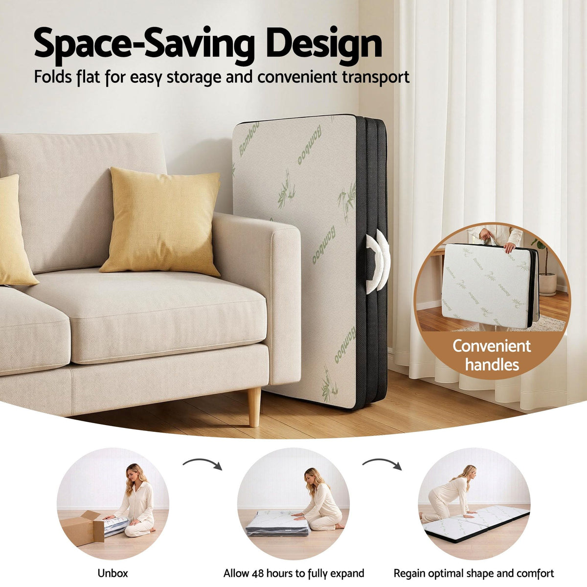 Jessalyn Foldable Mattress Folding Foam Mattresses Bamboo - Single