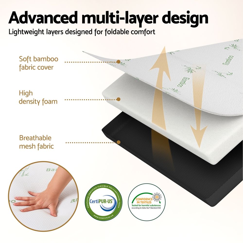 Jessalyn Foldable Mattress Folding Foam Mattresses Bamboo Queen - Queen