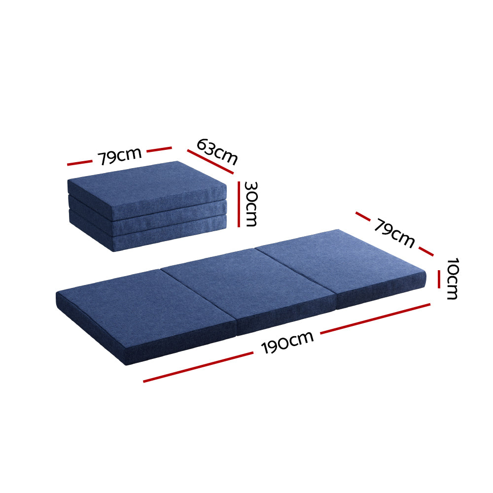 Natalie 10cm Foldable Mattress Folding Portable Bed Floor Mat Camping Single - Single