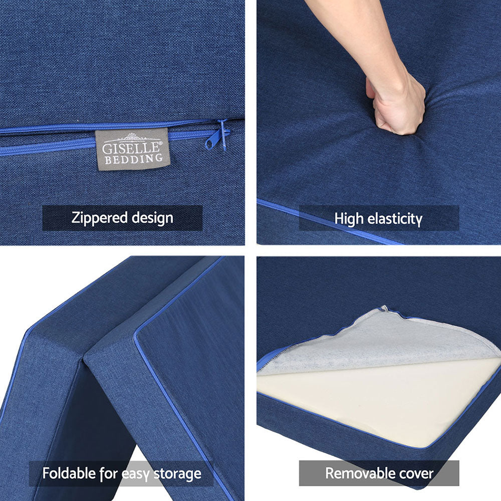 Natalie 10cm Foldable Mattress Folding Portable Bed Floor Mat Camping Single - Single