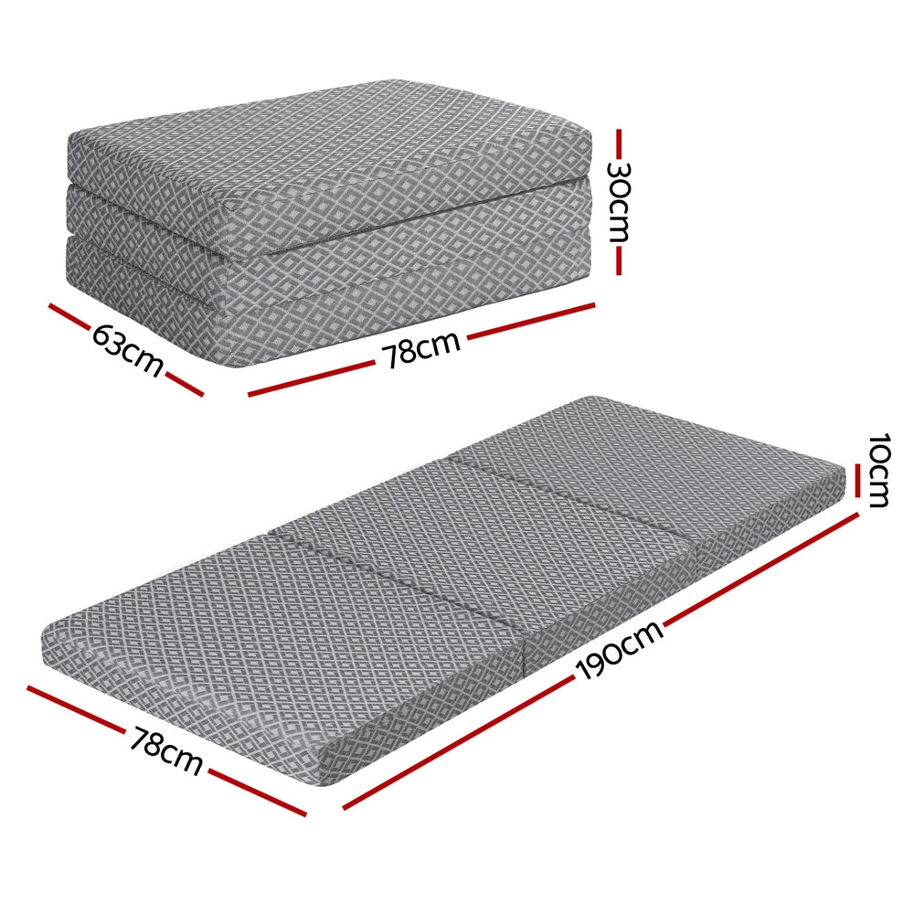 Jessalyn Foldable Mattress Folding Sofa Bed Trifold Memory Foam Camping Cushion Mat
