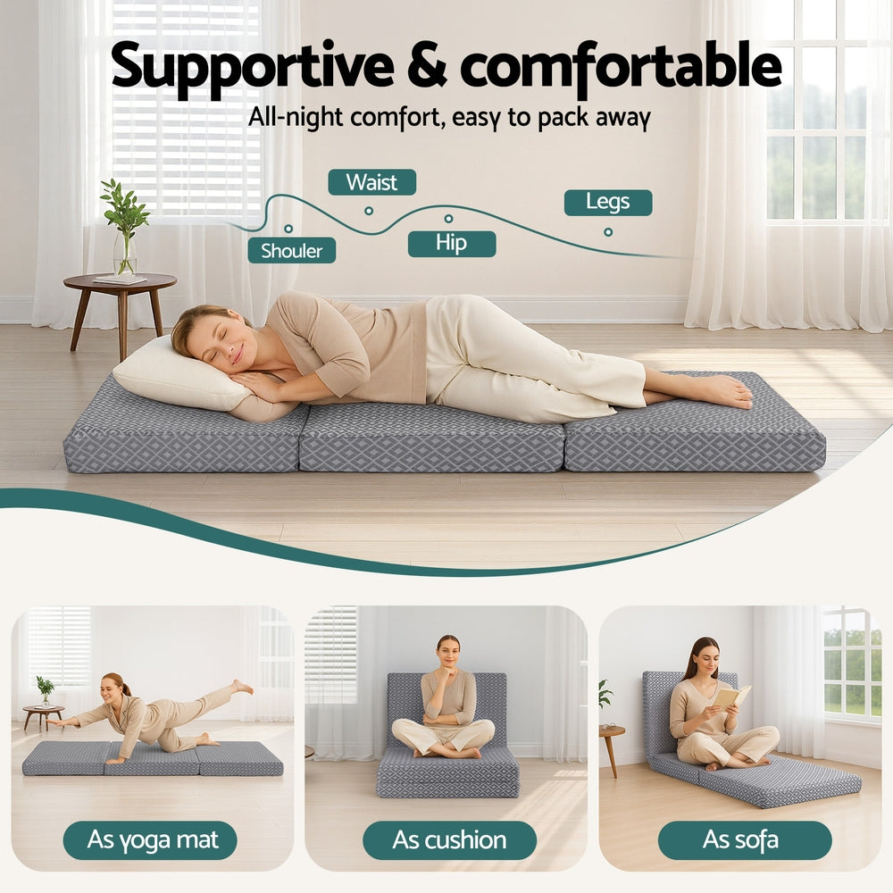 Jessalyn Foldable Mattress Folding Sofa Bed Trifold Memory Foam Camping Cushion Mat