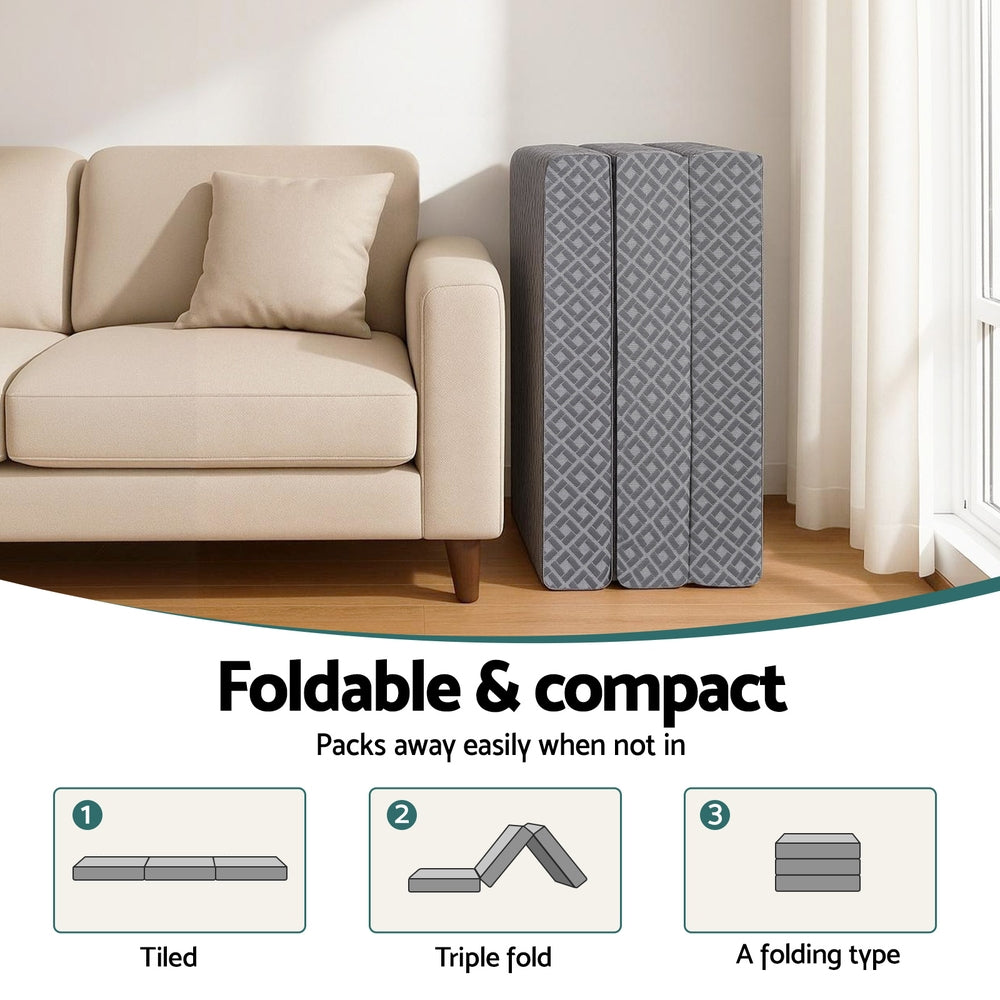 Jessalyn Foldable Mattress Folding Sofa Bed Trifold Memory Foam Camping Cushion Mat
