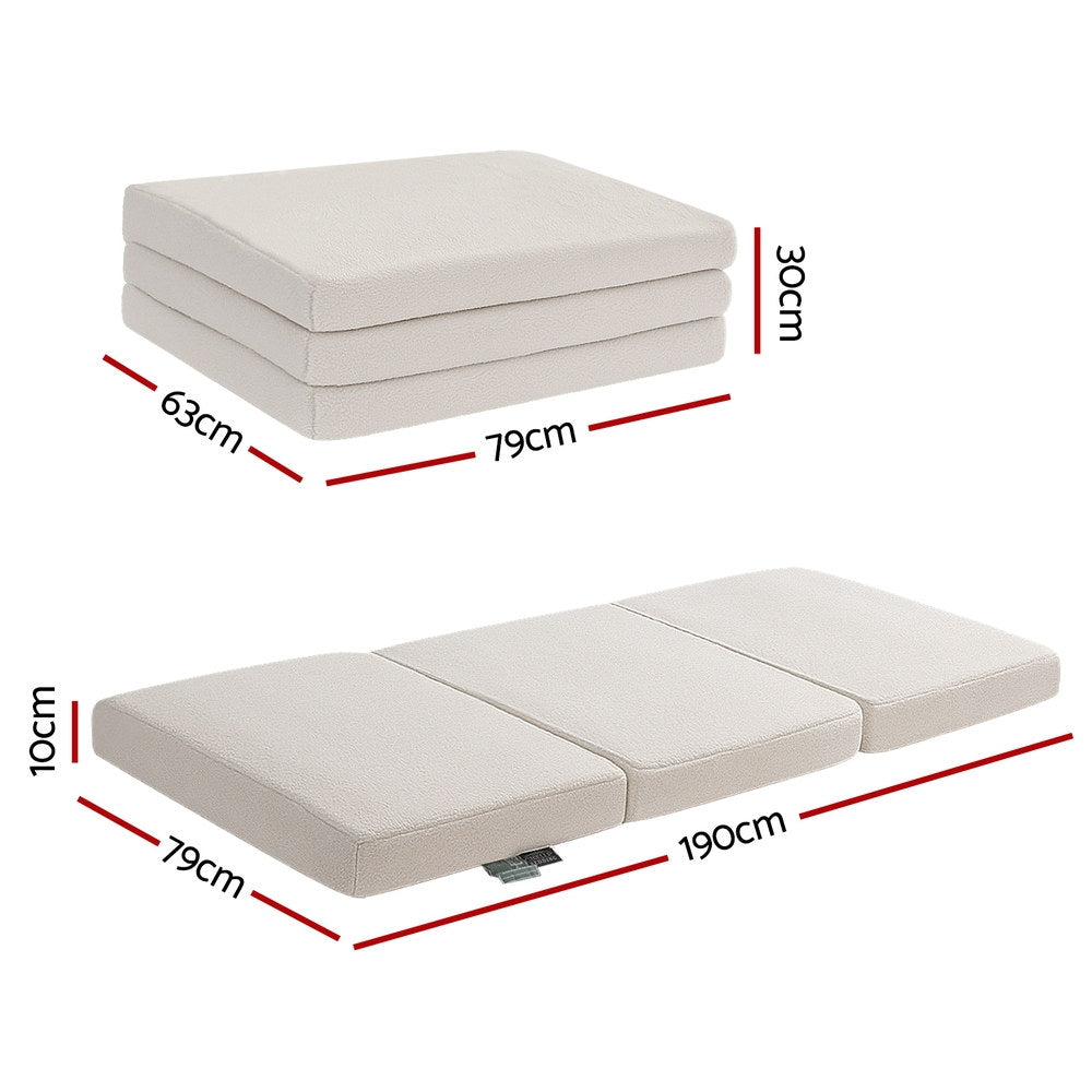 Meliora Foldable Mattress Fleece Portable 3-fold Folding Foam Mattresses