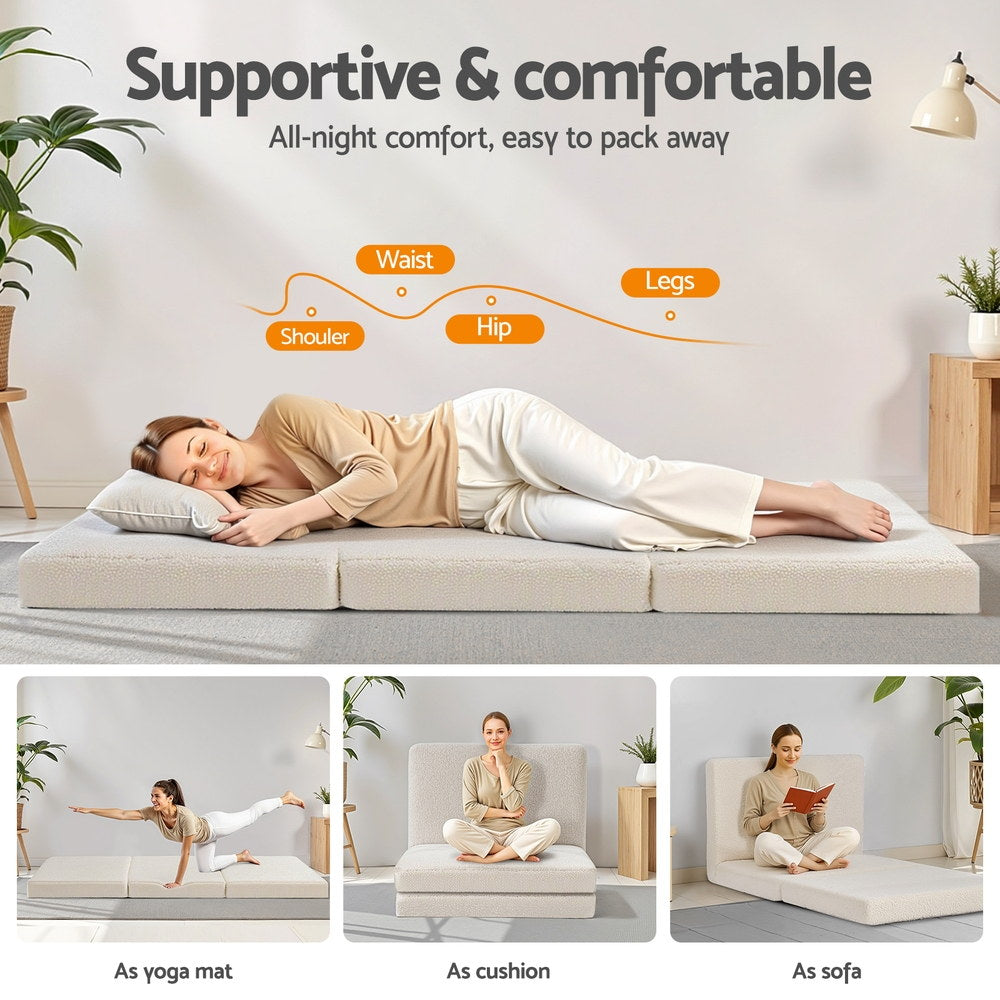 Meliora Foldable Mattress Fleece Portable 3-fold Folding Foam Mattresses