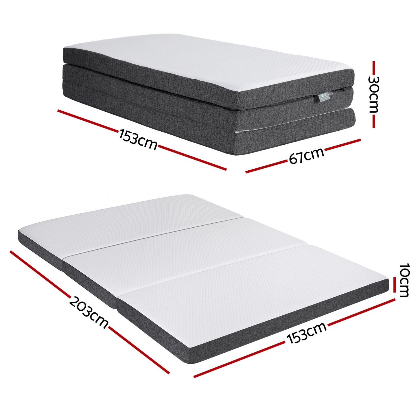 Meliora Foldable Mattress Folding Sofa Bed Tri-Fold Memory Foam Tencel Queen - Queen
