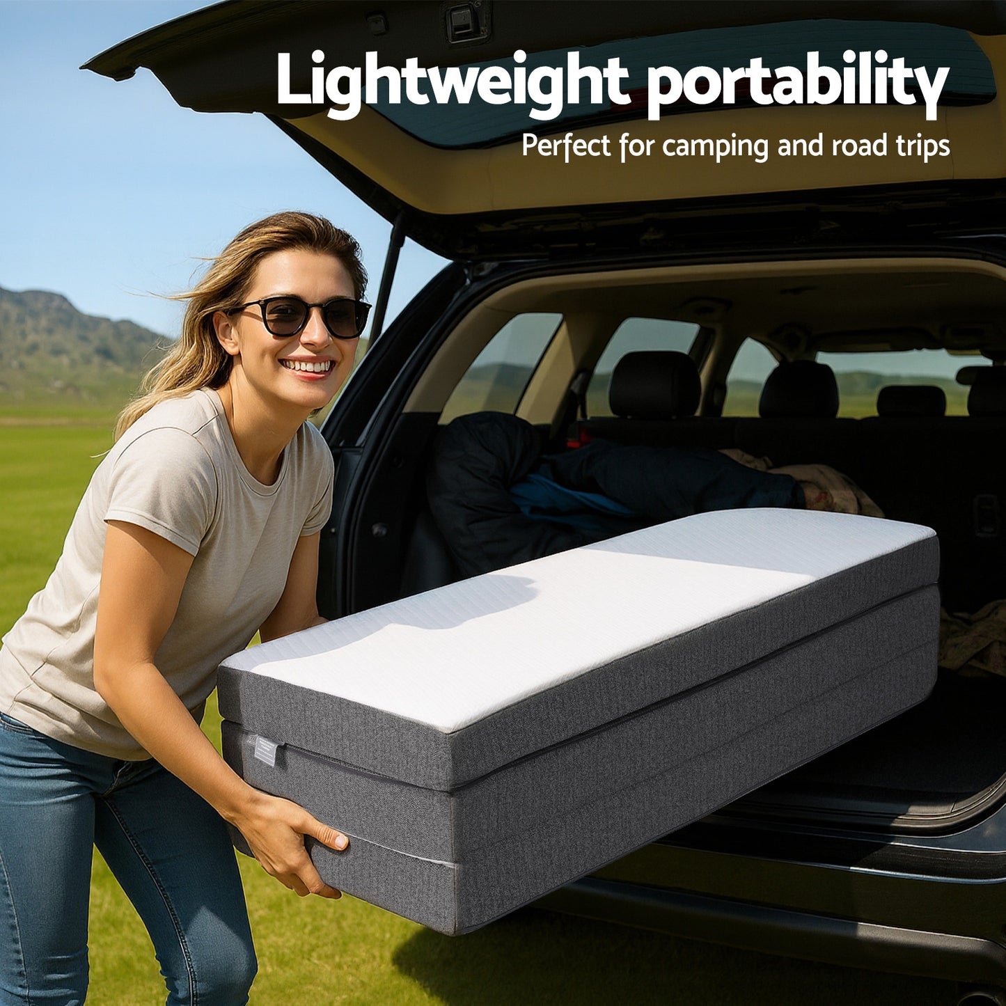 Meliora Foldable Mattress Folding Sofa Bed Tri-Fold Memory Foam Tencel Queen - Queen